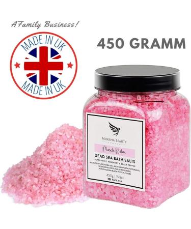 Muscle Pain Relief Bath Salts | Natural Dead Sea Salts | Luxury Detox with Essential Oils | Made in UK | 450g for Women and Men - Buy Online on GoSupps.com