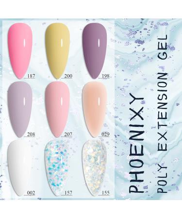 PHOENIXY Poly Nail Gel Kit: 9 PCS White Purple Cinnamon Series with UV LED Lamp - Beginner Nail Extension Set for Women - Buy Online on GoSupps.com