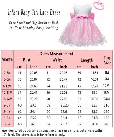 LZH Baby Girls Lace Dress Wedding Pageant Baptism Christening Tutu Gown - Pink (0-24 Months, 5-6 Years) - Buy Online on GoSupps.com