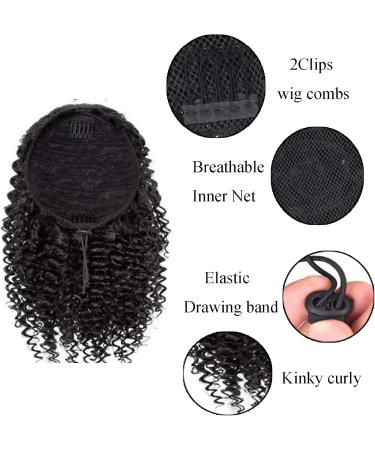 Afro Kinky Curly Drawstring Ponytail Synthetic Fake Ponytail Scrunchie Hair Bun Clip In Hairpiece Extensions Multi Layered Hair Fluffy Thick Curly Pony tail (#1B 12INCN/30CM) 12INCN/30CM #1B - Buy Online on GoSupps.com