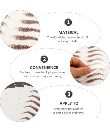Mobestech 4 Sheets Eyebrow Stickers 6D Hair-like Eyebrow Stickers Imitation Eyebrow Tattoos False Eyebrow Tattoos (Brown) - Buy Online on GoSupps.com