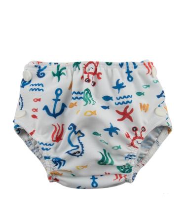 Popolini swim diaper Croco Blu ideal for bathing trips and baby swimming (S 3-9 kg) S 3 - 9 kg