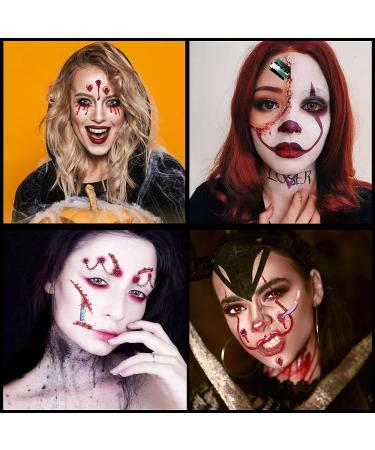 Halloween Zombie Scar Tattoo Sticker 12 Sheets - Waterproof Realistic Fake Wound Tattoos for Halloween Makeup & Cosplay - Buy Online on GoSupps.com