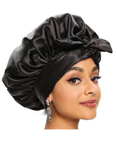 Satin Bonnet for Black Women, Silk Bonnet for Curly Hair Wraps for Sleeping, Satin Scarf for Hair Wrapping at Night