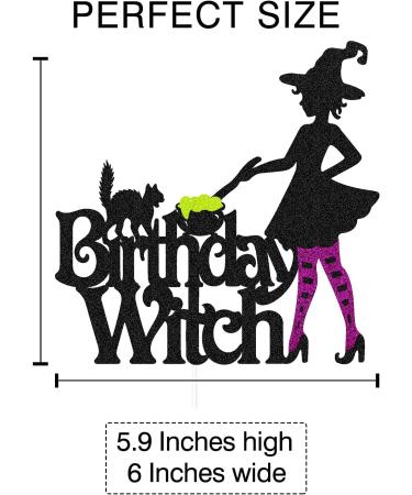 Halloween Birthday Witch Cake Topper for Ghost Bat Cat Themed Girl Lady Women Happy Halloween Birthday Cake Decoration Witches Autumn Fall Season All Souls' Day Bday Party Celebration Supplies - Buy Online on GoSupps.com