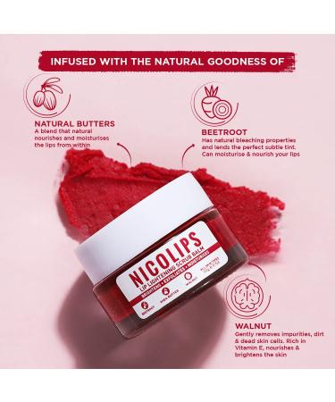 Organic NicoLips Lip Scrub Balm - Brightening Dark Lips for Men & Women | Repair Dry Chapped Lips & Remove Lipstick Stains - 20g - Buy Online on GoSupps.com