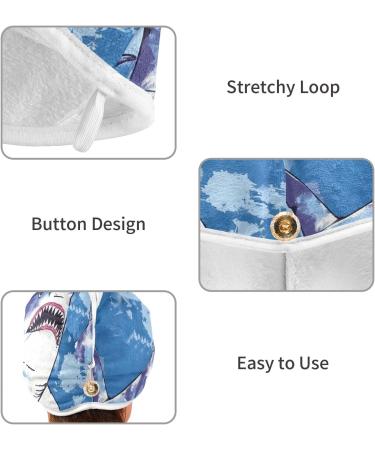 Shark Blue Hair Towel 2 Pack - Super Absorbent Quick Drying Hair Turbans for Women & Girls - Buy Online on GoSupps.com