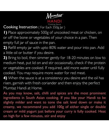 Mumtaz HANDI Indian Curry Cooking Sauce 350g Pack of 3 Restaurant Quality at Home - Medium Spiced Serves 4-5 All Natural Ingredients Gluten Free Vegetarian Friendly. - Buy Online on GoSupps.com