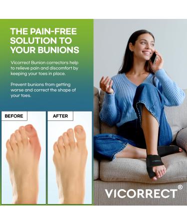 VICORRECT Bunion Corrector - Orthopedic Bunion Splint for Women and Men - Big Toe Straightener - Non-Surgical Hallux Valgus Correction - Day/Night Support (2PC) - Buy Online on GoSupps.com