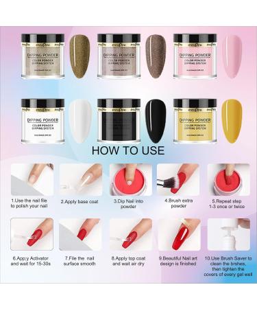 Roseflower Dipping Powder Nails Kit - 6 Colors Nude Dip Powder with Base & Top Coat - DIY Home Manicure - Fast International Shipping - Buy Online on GoSupps.com