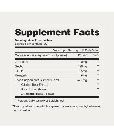 Snap Supplements Natural Sleep Aid with Melatonin & Valerian Root Supports Relaxation, Restful Deep Sleep & Nighttime Recovery 60 Capsules - Buy Online on GoSupps.com