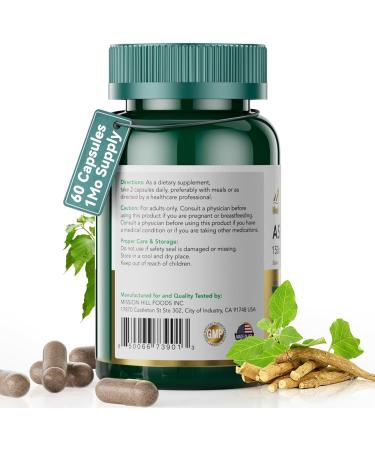 Mission Hill Foods Ashwagandha Supplements with 150 mg of Extract(1500mg Herbs) for Energy Support Occasional Sleeplessness Organic Ashwagandha Capsules for Men & Women - Buy Online on GoSupps.com