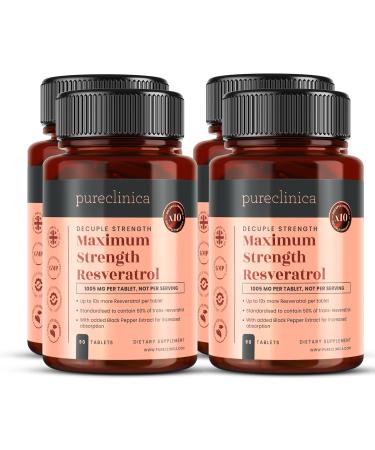 pureclinica Bilberry Extract 10 000mg x 720 Tablets (4 Bottles) - 10 X More Anthocyanidins per Tablet Than Most Others - and 5mg Black Pepper Extract for 300% Increased Absorption