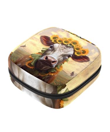 Sunflower and cow women's napkin-storage pocket portable period bag for women teenage girls menstrual cup bags silent insert holder color 12