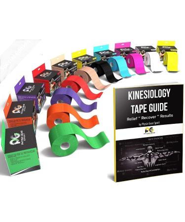 Physix Gear Kinesiology Tape Pro - Waterproof Physio Sports Tape for Pain & Injuries, Pregnancy, Muscle, Knee, Joint Support, Swelling, Strain Relief, Enhanced Blood Circulation (with E-Guide) Black (1 Pack + eGuide) - Buy Online on GoSupps.com