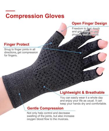 AovYoo Fingerless Arthritis Compression Gloves - L Non-slip (2 Pairs) for Hand Pain Relief - Buy Online on GoSupps.com