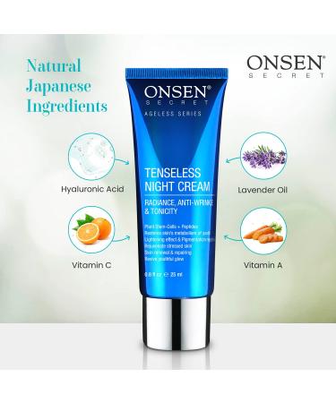 Onsen Secret Wrinkle Repair Tenseless Night Face Cream - Dermatologist Recommended Anti-Wrinkle, Radiance and Tonicity Cream - Anti Aging Ultra Boost Facial Creme for Dry Skin & Age Spots (0.8 Fl Oz) 0.8 Fl Oz (Pack of 1) - Buy Online on GoSupps.com