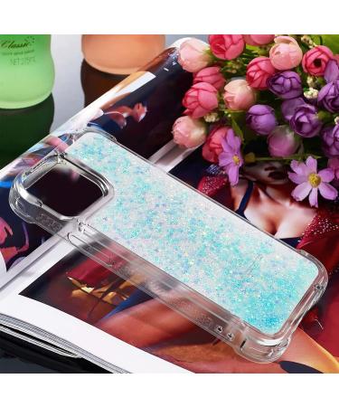 Tivenfezk Nadoli Glitzer Treisand Shell for iPhone 15 Pro Max - Shockproof Silicone & Transparent TPU Quicksand Case - White Blue Protective Cover - Buy Online on GoSupps.com