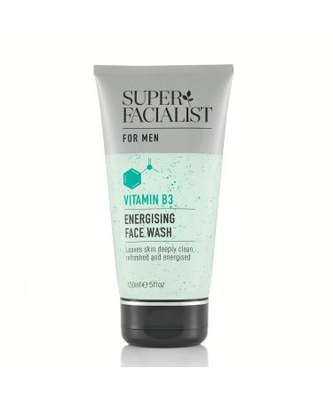 Super Facialist for Men Energising Face Wash with Vitamin B 3 - Remove Impurities & Hydrate Skin with Hyaluronic Acid Magnesium & Vitamin E - Oil Free Vegan Friendly 150 ml Face Wash 150 ml