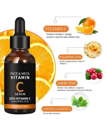 2 Pcs Vitamin C Serum Face Serum With Hyaluronic Acid Hydrate & Nourish Reduces Wrinkles & Fine Lines Improve Skin Elasticity Hydrating & Nourishing Formula for All Skin Types - Buy Online on GoSupps.com