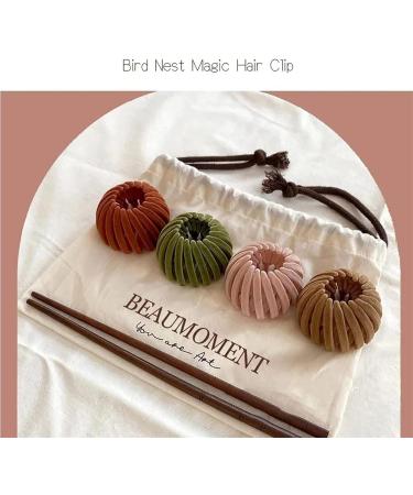 Beaumoment Bird Nest Magic Hair Clip Bird Nest Hair Clip Bird Nest Hair Clips for Women Expandable Ponytail Holder Hair Pin (4ColorsB) - Buy Online on GoSupps.com