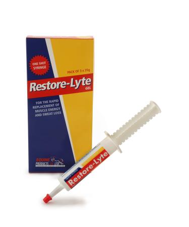 EQUINE PRODUCTS RESTORE-LYTE GEL 3 x 35g syringe. For The Rapid Replacement Of Muscle Energy And Sweat Loss - Buy Online on GoSupps.com