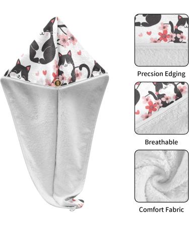 Cherry Blossom Cat Hair Towel 2 Pack | Super Absorbent Quick Dry Hair Turbans for Women & Girls | Best Hair Drying Towels - Buy Online on GoSupps.com