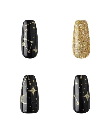Gold Finger Gel Glam Design Press On Nails Kit - Long Length (GD16) - Buy Online on GoSupps.com