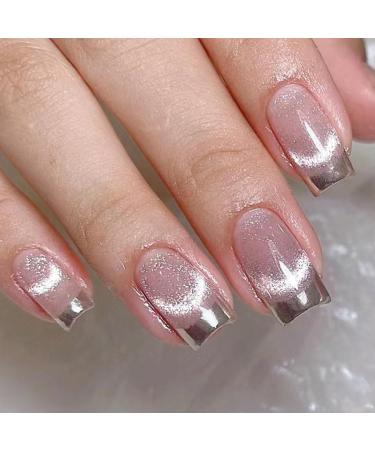 Chrome powder for gel nails chrome powder holographic nail powder | Nail powder with silver mirror effect gel powder with silver mirror effect nails with silver mirror effect - Buy Online on GoSupps.com