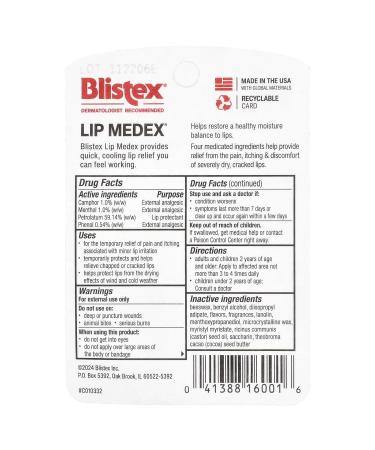 Blistex Lip Medex Lip Protectant - Relieves Chapped and Sore Lips 1 count (Pack of 1) - Buy Online on GoSupps.com