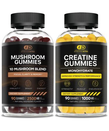 EFFECTIVE NUTRA Mushroom Gummies 90ct & Creatine Monohydrate Gummies 90ct