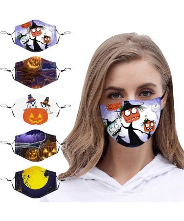 ZLUU 5PCS Halloween Adults Protective Face Mask Personalized Patterns Face Cover Safe Skin Friendly Face Sheild Washable Reusable Adult Halloween Cartoon Digital Printing Outdoor Dust-Proof Protective Mask - Buy Online on GoSupps.com