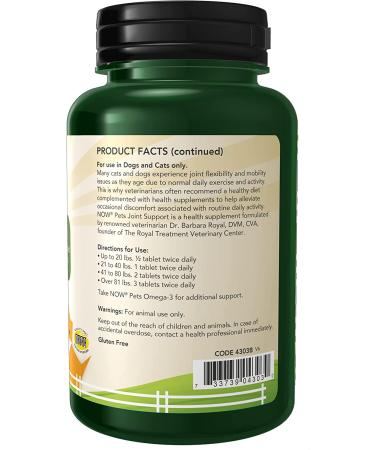 NOW Foods Joint Support for Dogs & Cats - 90 Chewable Tablets - Buy Online on GoSupps.com