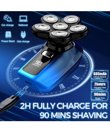 6 in 1 Waterproof Head Shaver for Bald Men | Cordless Electric Shavers for Head & Face - Blue - Buy Online on GoSupps.com