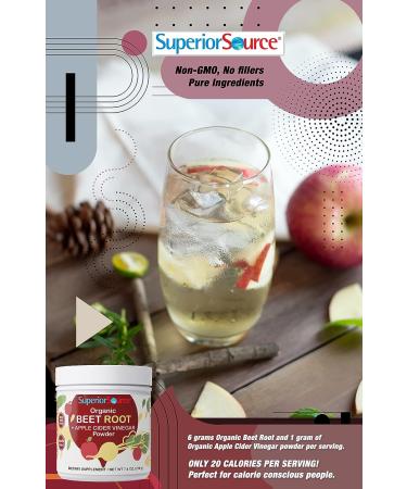 Organic Beet Root + Apple Cider Vinegar Powder - Nitric Oxide Booster - 30 Servings - Heart Health & Immunity Support - Non-GMO - Buy Online on GoSupps.com
