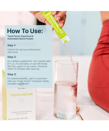 NEORA Youth Factor - Superfood Boost Powder - pH Balance Hair Skin Nails Support Fruits & Veggies Equivalent Nutrient Absorption - 30 Packets - Buy Online on GoSupps.com