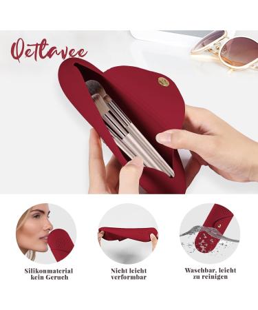 Qetlavee Silicone Make-Up Bag & Brush Container - Portable Travel Essentials with Magnetic Snap Design - Easy to Clean Red Cosmetics Holder - Buy Online on GoSupps.com