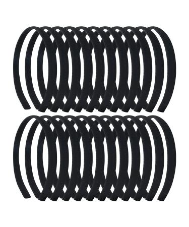20 Pack Women Plain Black Cloth Covered Thin Hard Plastic Headband Base Hairband Elastic Hair Hoop Holder Clasp Tiara Crown Headpiece Accessories DIY - Buy Online on GoSupps.com