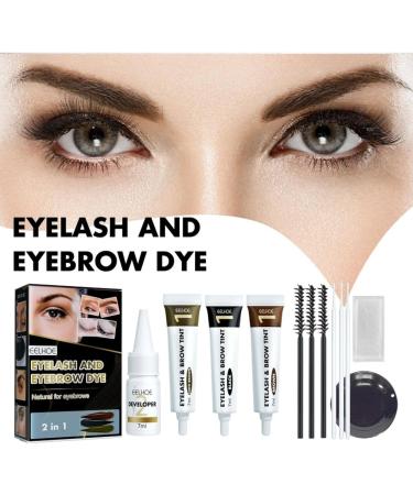 Eyebrow Dyeing Kit Professional Eyelash Eyebrow Dyeing Cream Sweatproof Waterproof Long-Lasting Eye Makeup Cosmetic Tool Light brown - Buy Online on GoSupps.com