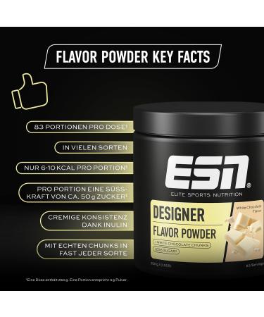 Buy ESN Designer Flavor Powder - White Chocolate 250g | Low Sugar & Calories Tested Quality Made in Germany - Perfect for Sweet Treats - Buy Online on GoSupps.com