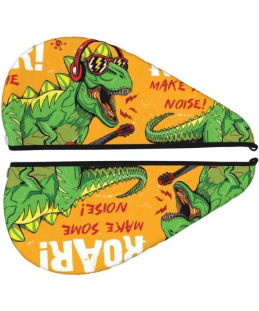 Cool Dinosaur Guitar Microfiber Hair Towel | Soft Super Absorbent Hair Wrap for Women | Quick Dry Coral Velvet Cap for Long Curly & Thick Hair - Buy Online on GoSupps.com