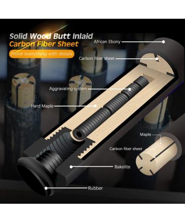 KONLLEN Carbon Fiber Pool Cue Stick Professional Cues (Full Carbon Technology Low Deflection Billiard Cue Stick 12.5mm 147cm) jf-carbon - Buy Online on GoSupps.com