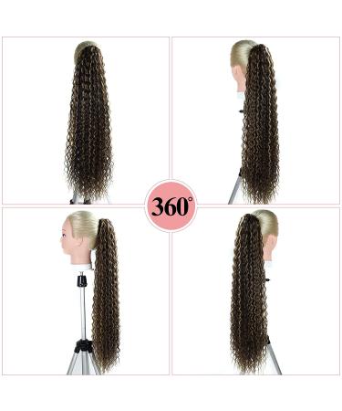 30-Inch Clip-In Drawstring Ponytail Extensions - Dark Brown & Blonde Highlights #P427 - Buy Online on GoSupps.com
