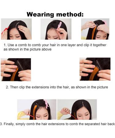 Colored Hairpieces Colored Hair Clip Rainbow Hair Extensions Straight Hairpiece Clip Bright Color Hair Extensions Hairpiece for Cosplay Dress Up Party Holiday for Girls Women Gift (Charm Orange) - Buy Online on GoSupps.com