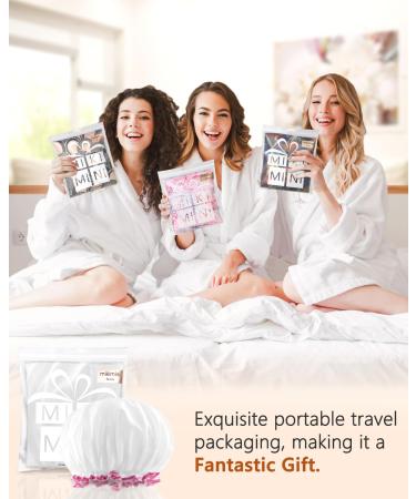 Mikimini XL White Shower Hood for Long Hair - Reusable Waterproof Soft & Flexible Bathing Hair Cover (1 Piece) with Pink Tip - Buy Online on GoSupps.com