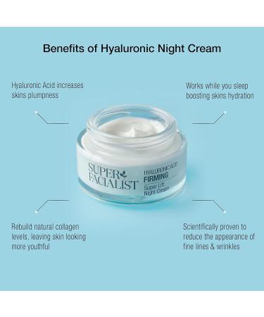Super Facialist Hyaluronic Acid Firming Super Lift Night Cream - Nourishing Night Time Anti Wrinkle Face Cream with Calcium & Copper to Hydrate & Renew Skin Gentle Face Care Vegan Friendly 50ml - Buy Online on GoSupps.com