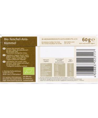  B nting Tee B nting Tea Organic Fennel Anise Buckets 20 x 3g sachets 60g - Buy Online on GoSupps.com