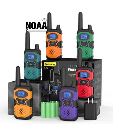 Long Range Walkie Talkies 6 Pack Rechargeable Walkie-Talkies for Adults Long Distance - 2 Way Radios Walkie Talkies FRS Work Hunting Walkie Talkies with Headsets NOAA 2xUSB Charger 6x4500mAh Batteries 6 Pack D Hot Sale(Most Wished For)