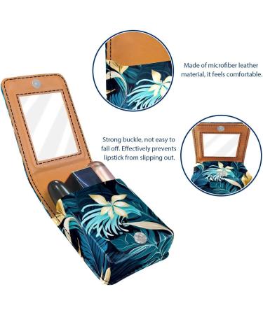 Travel Lipstick Organizer Case | Portable Makeup Bag with Mirror | Tropical Leaves Design - E560a5vyyu - Buy Online on GoSupps.com