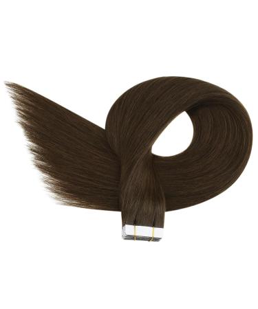 Ugeat Dark Brown Tape Hair Extensions 30 cm - 100% Remy Human Hair Seamless 20pcs 50g Natural Straight #4 - Buy Online on GoSupps.com